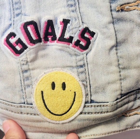 Abercrombie Kids Girls Denim Patched Jacket In Light Wash Size 9 / 10 - Picture 8 of 12